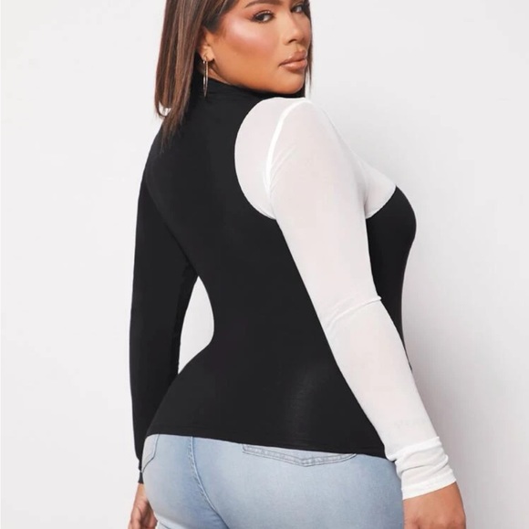 Two tone mock neck shirt - Picture 2 of 3